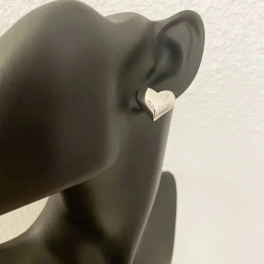 925 Sterling Silver Heart Stud Earrings Large Heart Earrings Heart Studs